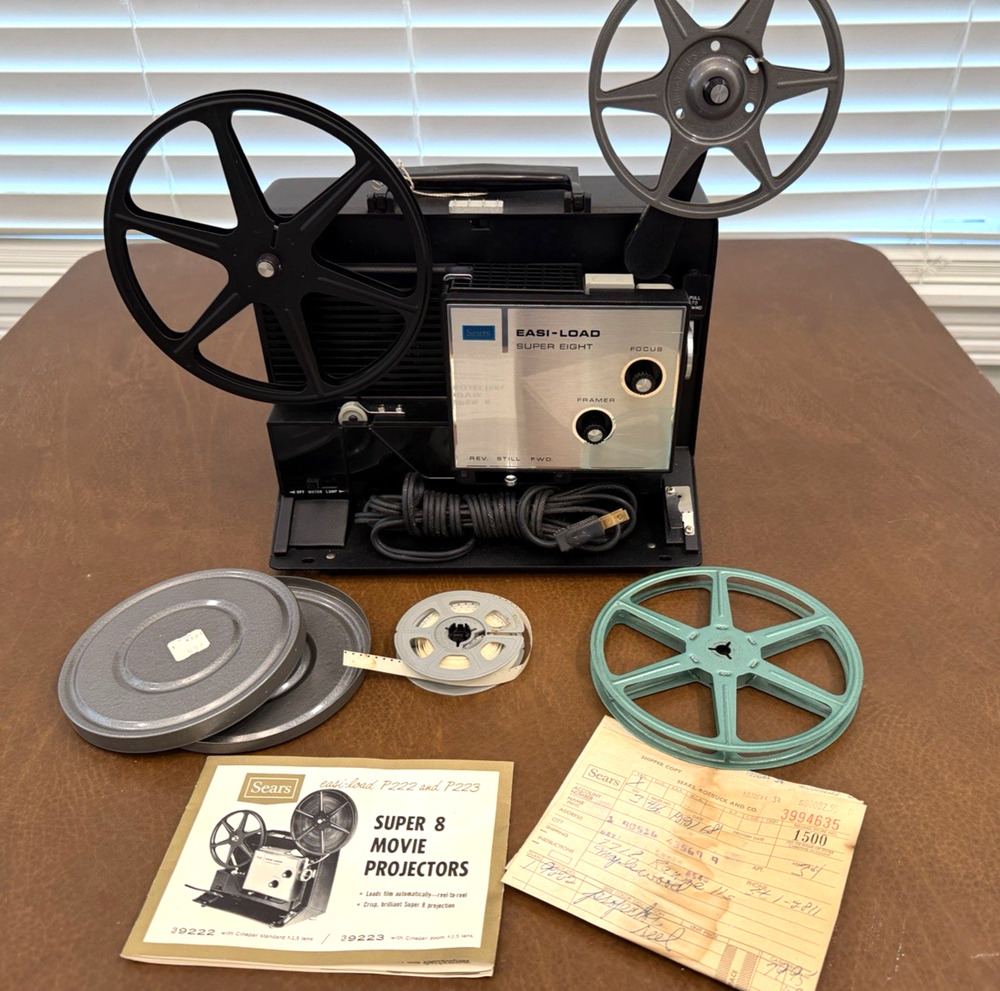 Sears Easi-Load P222 Super 8mm Movie Film Projector - Tested & Works